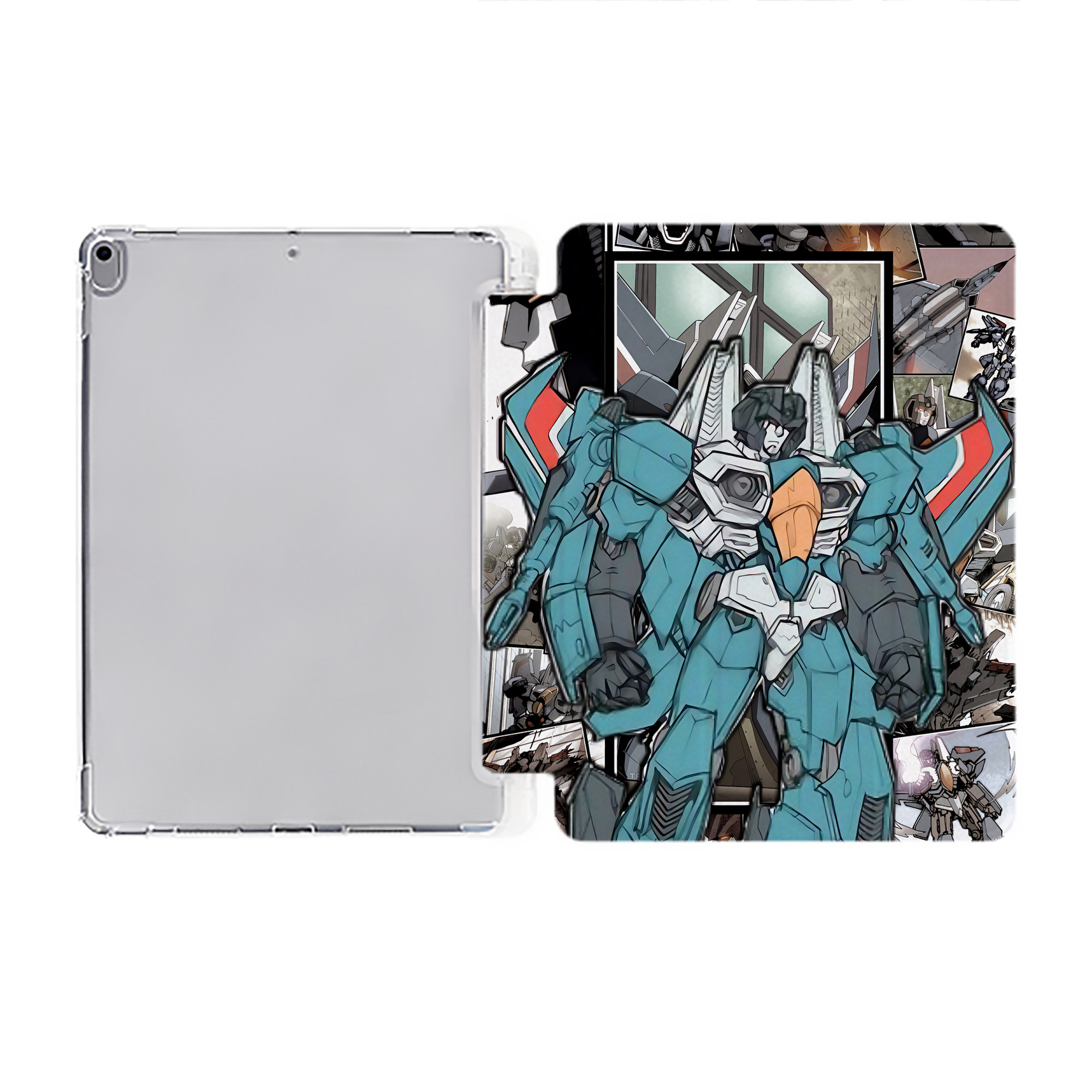 （画像用） Transformers トランスフォーマー IPad ケース ペン収納付き 三つ折りスタンド PUレザー×シリコン 対応機種9.5/10.5/10.9インチ